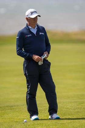 29th July 2023; Royal Porthcawl, Porthcawl, Bridgend, Wales: Senior Open Championship, Round 3; Scotland& x2019;s Euan MCINTOSH on the 18th green.  ActionPlus12537117 DanxMinto