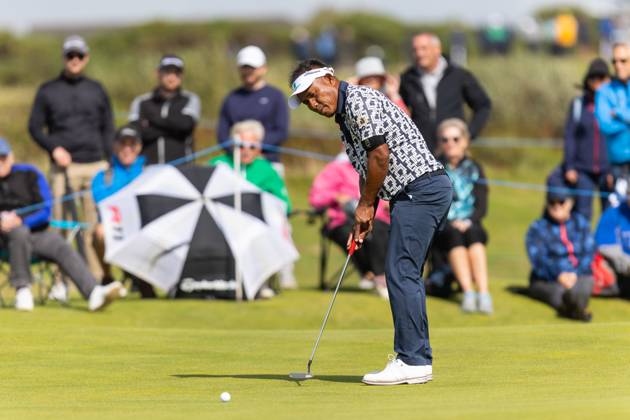 29th July 2023; Royal Porthcawl, Porthcawl, Bridgend, Wales: Senior Open Championship, Round 3; Thailand& x2019;s Thongchai JAIDEE putts on the green.  ActionPlus12537139 DanxMinto