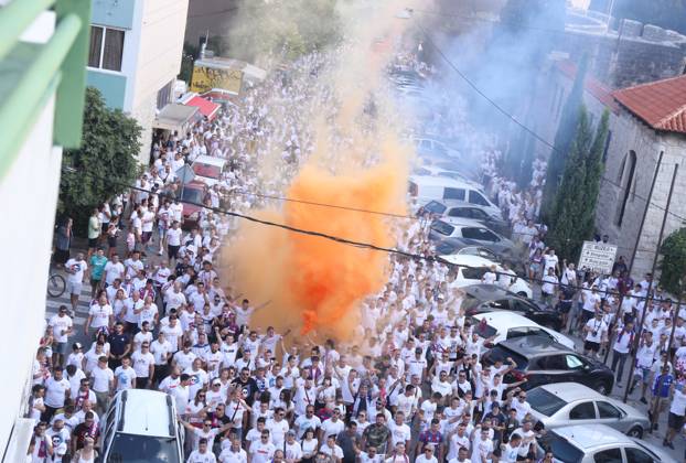 Sport Bilder des Tages Corteo of Torcida, supporters of Hajduk Split Toricida, supporters of Hajduk Split, on their way to Poljud Stadium ahead of the UEFA Conference League match between Hajduk Split v PAOK, in Spilt, Croatia, on August 10, 2023. IvoxCagalj PIXSELL
