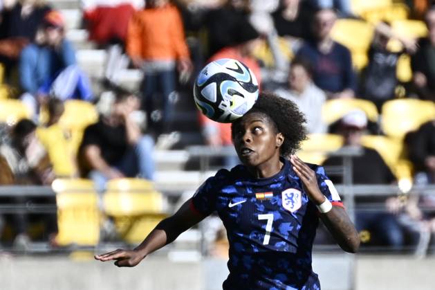 WWC23 QTR FINAL SPAIN NETHERLANDS, Lineth Beerensteyn of the Netherlands heads the ball during the FIFA Women s World Cup 2023 Quarter Final soccer match between Spain and the Netherlands in Wellington, New Zealand, Friday, August 11, 2023. ( NO ARCHIVING, EDITORIAL USE ONLY, NO USE IN BOOKS WITHOUT CONSENT WELLINGTON NEW ZEALAND  Copyright: xMASANORIxUDAGAWAx 20230811001829687299