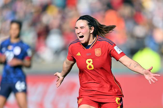 110823 KAI SCHWOERER Mariona Caldentey of Spain celebrates scoring a goal during the FIFA Women s World Cup Quarter Final match between Spain and the Netherlands at Wellington Regional Stadium on August 11, 2023 in Wellington, New Zealand. 110823-CPL-ESPvNED-029