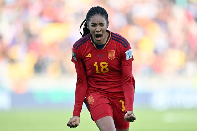 110823 KAI SCHWOERER Salma Paralluelo of Spain celbrates scoring a goal during the FIFA Women s World Cup Quarter Final match between Spain and the Netherlands at Wellington Regional Stadium on August 11, 2023 in Wellington, New Zealand. 110823-CPL-ESPvNED-033