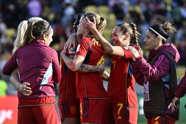 WWC23 QTR FINAL SPAIN NETHERLANDS, Spain celebrates their win over the Netherlands during the FIFA Women s World Cup 2023 Quarter Final soccer match between Spain and the Netherlands in Wellington, New Zealand, Friday, August 11, 2023. ( NO ARCHIVING, EDITORIAL USE ONLY, NO USE IN BOOKS WITHOUT CONSENT WELLINGTON NEW ZEALAND  Copyright: xMASANORIxUDAGAWAx 20230811001829708644