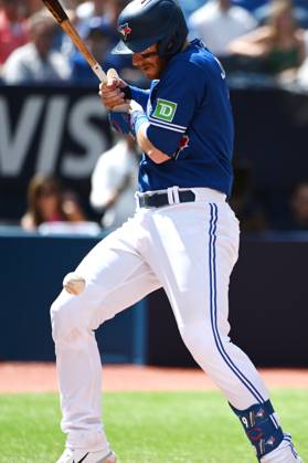 August 13, 2023, Toronto, ON, Canada: Toronto Blue Jays catcher Danny Jansen (9) is hit by a pitch from Chicago Cubs starting pitcher Jameson Taillon (50) in second inning MLB, Baseball Herren, USA interleague baseball action in Toronto, Sunday, Aug. 13, 2023. Danny Jansen - ZUMAc35_ 20230813_zaf_c35_031 Copyright: xJonxBlackerx