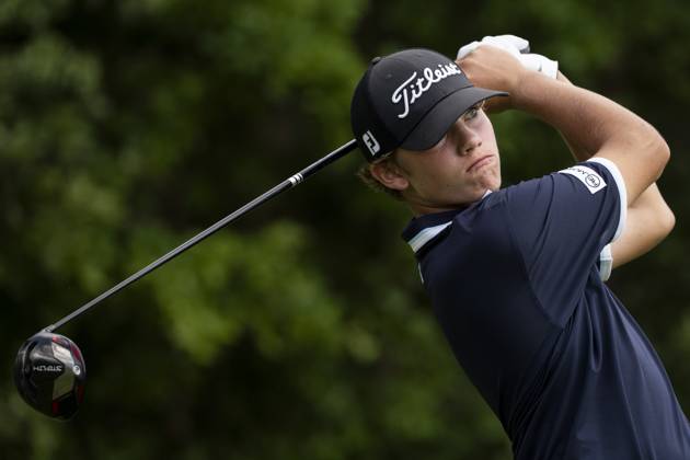 Louis Klein from Czech Republic in action during the Czech Open 2023 men s golf tournament, part of the Czech PGA, Golf Herren Tour, 1st round, on August 17, 2023, in Beroun, Czech Republic. (CTKxPhoto OndrejxDeml) CTKPhotoP2023081704441  CTKPhotoP2023081704441