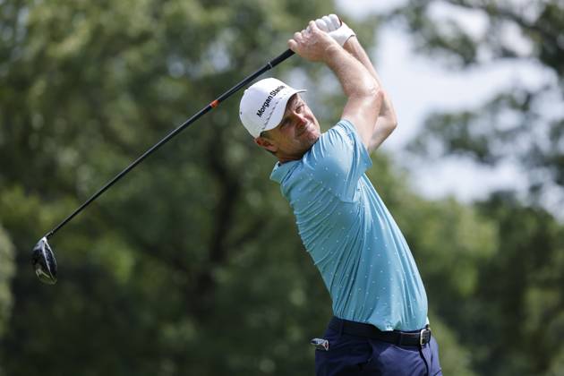 OLYMPIA FIELDS, IL - AUGUST 20: Justin Rose of England hits a drive at the 7th hole during the final round of the BMW Championship at Olympia Fields Country Club on August 18, 2023 in Olympia Fields, Illinois. (Photo by Joe Robbins Icon Sportswire) GOLF: AUG 20 PGA, Golf Herren - BMW Championship EDITORIAL USE ONLY Icon5732308200454