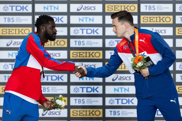 Leichtathletik, WM in Budapest, 400m Hürden der Männer, Siegerehrung