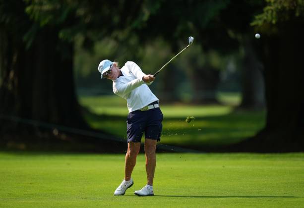 August 24, 2023, VANCOUVER, BC, CANADA: Alena Sharp, of Canada, hits her second shot from the fairway on the 14th hole during the first round at the LPGA, Golf Damen CPKC Canadian Women s Open golf tournament, in Vancouver, B.C., Thursday, Aug. 24, 2023. Canada News - August 24, 2023 - ZUMAc35_ 20230824_zaf_c35_032 Copyright: xDarrylxDyckx