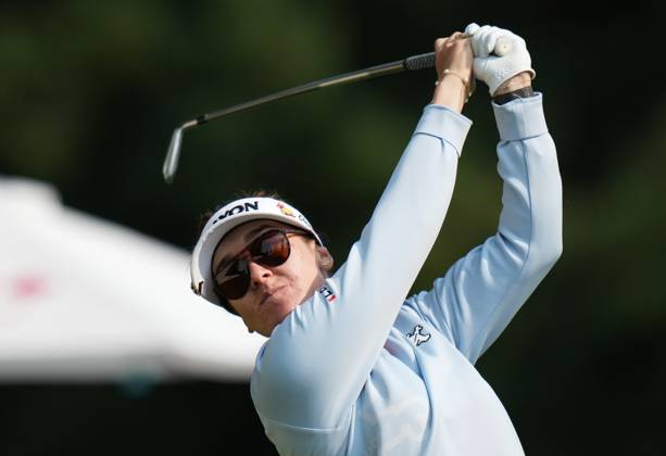 August 24, 2023, VANCOUVER, BC, CANADA: Hannah Green, of Australia, hits her tee shot on the 17th hole during the first round at the LPGA, Golf Damen CPKC Canadian Women s Open golf tournament, in Vancouver, on Thursday, August 24, 2023. Canada News - August 24, 2023 - ZUMAc35_ 20230824_zaf_c35_037 Copyright: xDarrylxDyckx