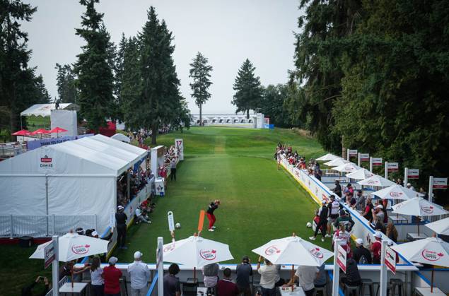 August 25, 2023, VANCOUVER, BC, CANADA: Brooke Henderson, of Canada, hits her tee shot on the 17th hole during the second round at the LPGA, Golf Damen CPKC Canadian Women s Open golf tournament, in Vancouver, on Friday, August 25, 2023. Canada News - August 25, 2023 - ZUMAc35_ 20230825_zaf_c35_036 Copyright: xDarrylxDyckx