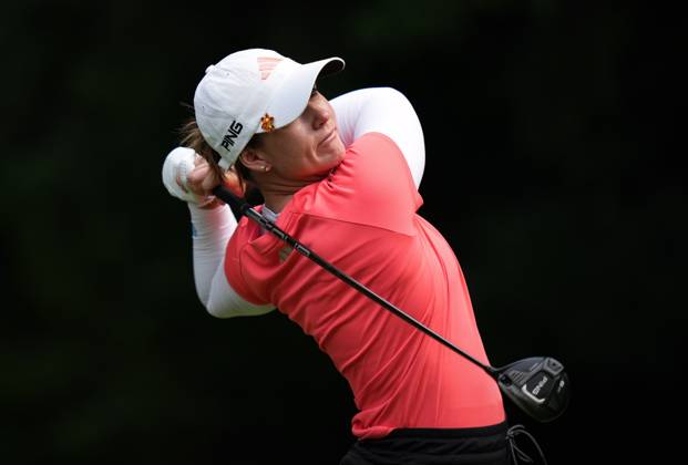 August 25, 2023, VANCOUVER, BC, CANADA: Linn Grant, of Sweden, hits her tee shot on the fourth hole during the second round at the LPGA, Golf Damen CPKC Canadian Women s Open golf tournament, in Vancouver, on Friday, August 25, 2023. Canada News - August 25, 2023 - ZUMAc35_ 20230825_zaf_c35_066 Copyright: xDarrylxDyckx