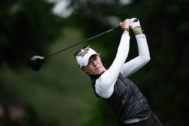 August 25, 2023, VANCOUVER, BC, CANADA: Nelly Korda, of the U.S. hits her tee shot on the fourth hole during the second round at the LPGA, Golf Damen CPKC Canadian Women s Open golf tournament, in Vancouver, on Friday, August 25, 2023. Canada News - August 25, 2023 - ZUMAc35_ 20230825_zaf_c35_071 Copyright: xDarrylxDyckx