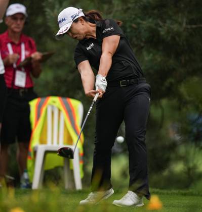 August 25, 2023, VANCOUVER, BC, CANADA: Sei Young Kim, of South Korea, hits her tee shot on the 18th hole during the second round at the LPGA, Golf Damen CPKC Canadian Women s Open golf tournament, in Vancouver, on Friday, August 25, 2023. Kim Sei Young - ZUMAc35_ 20230825_zaf_c35_139 Copyright: xDarrylxDyckx