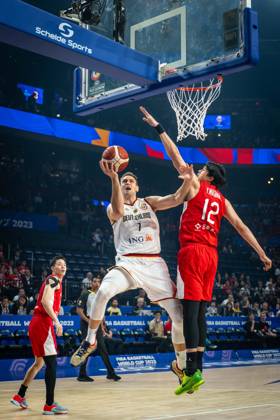 Basketball Okinawa 25 08 2023 FIBA Basketball World Cup 2023 Mens World Cup Preliminary Round Germany GER Japan JPN Johannes Voigtmann Germany, No 07 YUTA WATANABE Japan, No 12