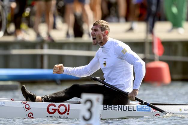 Cheers Sebastian BRENDEL GER 3 place final C1 M 1000, on 26 08 2023 Canoe Racing World Championships, from 23 08 27 08 2023 in Duisburg Germany Â