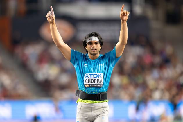 World Athletics Championships Budapest 23 Hungary, 27 08 2023 Neeraj CHOPRA of INDIA IND wins the gold medal in the mens javelin throw at the World Athletics Championships Budapest 23 in Budapest, National Athletics Centre, on Sunday, 27 August 2023 Copyright: xBEAUTIFULxSPORTS TobiasxLacknerx