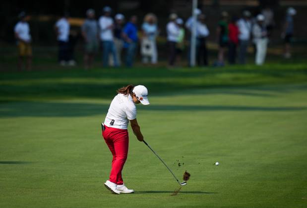August 27, 2023, VANCOUVER, BC, CANADA: Sei Young Kim, of South Korea, hits her second shot on the first hole during the final round at the LPGA, Golf Damen CPKC Canadian Women s Open golf tournament, in Vancouver, on Sunday, August 27, 2023. Kim Sei Young - ZUMAc35_ 20230827_zaf_c35_063 Copyright: xDarrylxDyckx