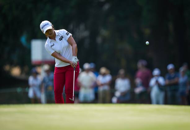 August 27, 2023, VANCOUVER, BC, CANADA: Sei Young Kim, of South Korea, chips onto the first green during the final round at the LPGA, Golf Damen CPKC Canadian Women s Open golf tournament, in Vancouver, on Sunday, August 27, 2023. Kim Sei Young - ZUMAc35_ 20230827_zaf_c35_065 Copyright: xDarrylxDyckx