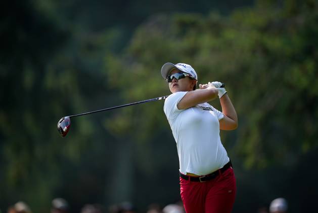 August 27, 2023, VANCOUVER, BC, CANADA: Sei Young Kim, of South Korea, hits her tee shot on the seventh hole during the final round at the LPGA, Golf Damen CPKC Canadian Women s Open golf tournament, in Vancouver, on Sunday, August 27, 2023. Kim Sei Young - ZUMAc35_ 20230827_zaf_c35_100 Copyright: xDarrylxDyckx