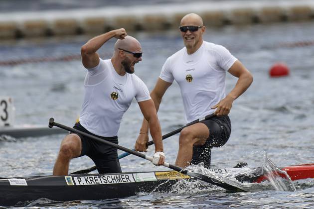 27 08 2023, ICF CANOE SPRINT WORLD CHAMPIONSHIP 2023 C2 M 500 Place 1 KRETSCHMER, Peter HECKER, Tim GER Jubel Regattabahn Duisburg Wedau NRW Germany 20230827115854-2 Kopie
