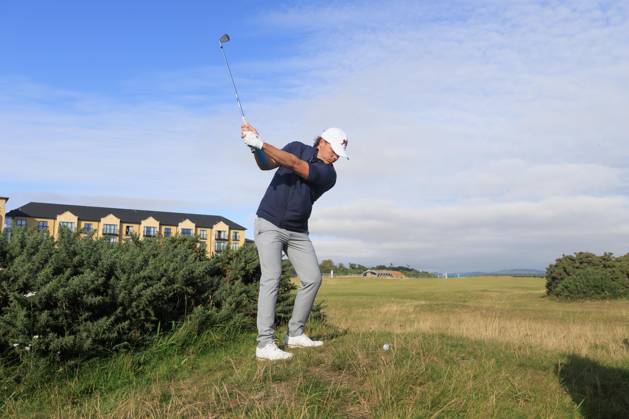 2nd September 2023; Old Course at St Andrews, St Andrews, Fife, Scotland; Walker Cup, Great Britain and Ireland versus USA, First Round; James Ashfield of Great Britain and Ireland plays from the rough on the second hole on the Old Course, St Andrews, during his foursomes match  ActionPlus12549257 DavidxYoung