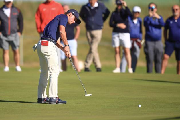 3rd September 2023; Old Course at St Andrews, St Andrews, Fife, Scotland; Walker Cup, Final Round; David Ford of the United States of America putts on the fourth green on the Old Course, St Andrews, during his singles match  ActionPlus12550619 DavidxYoung