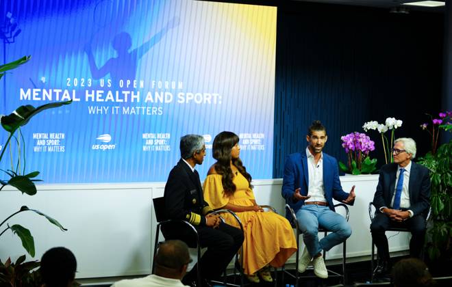 Tennis, US Open, Medienrunde mit Naomi Osaka und Michael Phelps