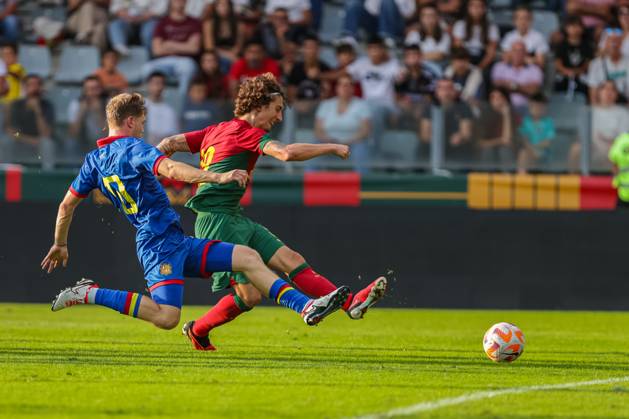 2025 U21, U 21 EURO Qualifying, EM, Europameisterschaft Portugal vs Andorra Pacos de Ferreira, Portugal, September, 8, 2023, 2025 U21 Euro Qualifying, Portugal vs Andorra at the Estadio Capital do Movel, Fabio Silva scores the second goal for Portugal, photography by @guelbergoes Pacos de Ferreira Portugal