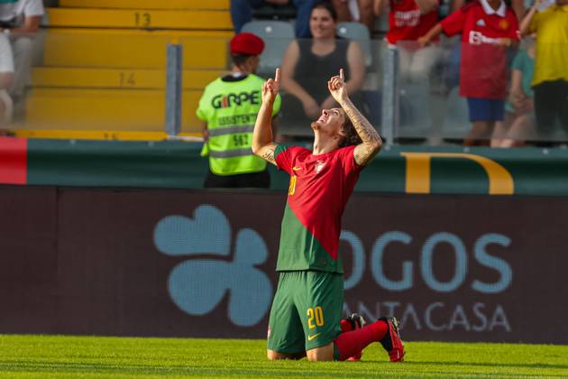 2025 U21, U 21 EURO Qualifying, EM, Europameisterschaft Portugal vs Andorra Pacos de Ferreira, Portugal, September, 8, 2023, 2025 U21 Euro Qualifying, Portugal vs Andorra at the Estadio Capital do Movel, Fabio Silva scores the second goal for Portugal, photography by @guelbergoes Pacos de Ferreira Portugal