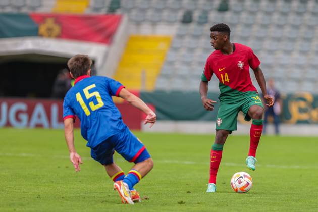 2025 U21, U 21 EURO Qualifying, EM, Europameisterschaft Portugal vs Andorra Pacos de Ferreira, Portugal, September, 8, 2023, 2025 U21 Euro Qualifying, Portugal vs Andorra at the Estadio Capital do Movel, Leonardo Buta, photography by @guelbergoes Pacos de Ferreira Portugal