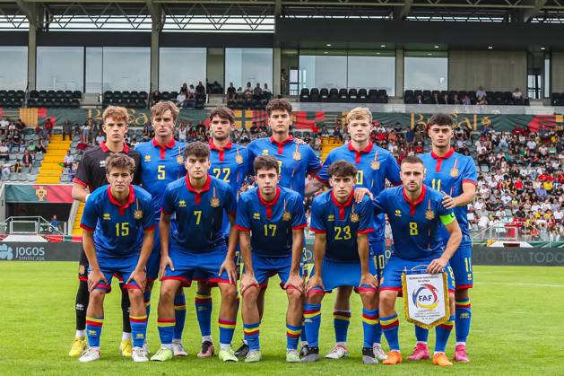 2025 U21, U 21 EURO Qualifying, EM, Europameisterschaft Portugal vs Andorra Pacos de Ferreira, Portugal, September, 8, 2023, 2025 U21 Euro Qualifying, Portugal vs Andorra at the Estadio Capital do Movel, Andorra U21 Team, photography by @guelbergoes Pacos de Ferreira Portugal