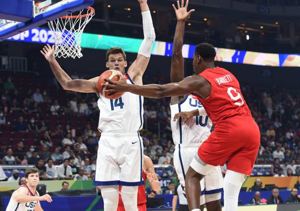 USA vs CANADA RJ BARRETT, basketball player of Canada, at the FIBA World Cup match against USA, for 3rd place, at MOA Arena. Manila, 10.09.2023. photo: Nebojsa Parausic MN press photo BASKETBALL, FIBA, WORLD CUP, USA, CANADA Manila MOA Arena Philippines Copyright: xNebojsaxParausicx xMNxPressx