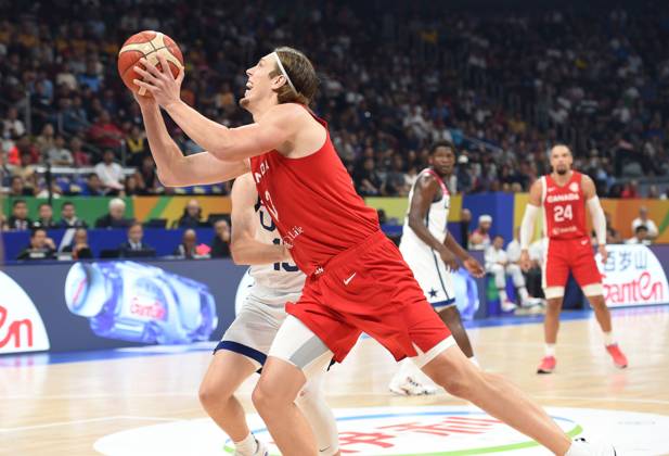 USA vs CANADA KELLY OLYNYK, basketball player of Canada, at the FIBA World Cup match against USA, for 3rd place, at MOA Arena. Manila, 10.09.2023. photo: Nebojsa Parausic MN press photo BASKETBALL, FIBA, WORLD CUP, USA, CANADA Manila MOA Arena Philippines Copyright: xNebojsaxParausicx xMNxPressx