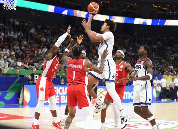 USA vs CANADA CAMERON JOHNSON, basketball player of USA, at the FIBA World Cup match against Canada, for 3rd place, at MOA Arena. Manila, 10.09.2023. photo: Nebojsa Parausic MN press photo BASKETBALL, FIBA, WORLD CUP, USA, CANADA Manila MOA Arena Philippines Copyright: xNebojsaxParausicx xMNxPressx