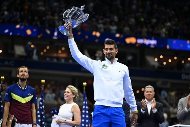 US Open - Djokovic Wins 24th Grand Slam Title Novak Djokovic (SRB) wins his 24th Grans Slam at the 2023 US Open at Billie Jean National Tennis Center in New York City, NY, USA, on September 10, 2023. Photo by Corinne Dubreuil ABACAPRESS.COM New York City NY United States  Copyright: xDubreuilxCorinne ABACAx 867136_062 DubreuilxCorinne ABACAx 867136_062