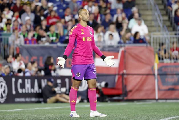 FOXBOROUGH, MA - SEPTEMBER 02: New England Revolution goalkeeper Earl Edwards Jr. (36) during a match between the New England Revolution and Austin FC on September 2, 2023, at Gillette Stadium in Foxborough, Massachusetts. (Photo by Fred Kfoury III Icon Sportswire) SOCCER: SEP 02 MLS, Fussball Herren, USA - New England Revolution vs Austin FC EDITORIAL USE ONLY Icon482230902065