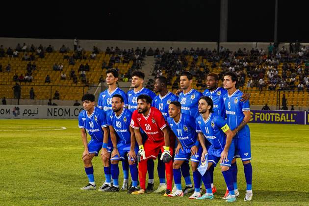 Iraq s Al-Quwa Al-Jawiya (Air Force)?? Iran s Sepahan - AFC Champions League in Erbil, Iraq - 18 Sep 2023 Al-Jawiya club players pose for a group photo during the first round of the AFC Champions League group stage matches between Iraq s Al-Quwa Al-Jawiya (Air Force) and Iran s Sepahan in Franso Hariri stadium in Erbil city, the capital of Iraq s northern autonomous Kurdistan region. Final score 2-2 Erbil Iraq Copyright: xIsmaelxAdnanx xSOPAxImagesx aÌ?Â?ÂIADNAN_01197