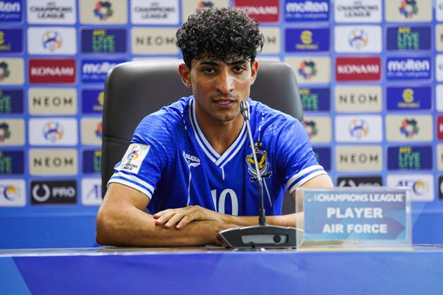 Iraq s Al-Quwa Al-Jawiya (Air Force)?? Iran s Sepahan - AFC Champions League in Erbil, Iraq - 18 Sep 2023 Jawiya s player 10 Ali Jasim speaks during a press conference, PK, Pressekonferenz after the first round of the AFC Champions League group stage matches between Iraq s Al-Quwa Al-Jawiya (Air Force) and Iran s Sepahan in Franso Hariri stadium in Erbil city, the capital of Iraq s northern autonomous Kurdistan region. Final score 2-2 Erbil Iraq Copyright: xIsmaelxAdnanx xSOPAxImagesx aÌ?Â?ÂIADNAN_01231