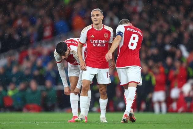 Arsenal v PSV Eindhoven 20 September 2023, London Champions™s League Fußball, Gruppenphase Arsenal v PSV Eindhoven Leandro Trossard von Arsenal feiert sein zweites Tor Foto Charlotte Wilson Offside London UK  Copyright: xCharlottexWilsonx xOffsidexOffside