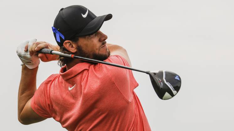 Thomas Pieters of Belgium hits his tee shot on the sixteenth hole during the first round of the 2023 LIV Golf League tournament at Rich Harvest Farms in Sugar Grove, Illinois, on Friday September 22, 2023. Tournament play runs from September 22nd through the 24th.  SGI20230922818 TANNENxMAURY