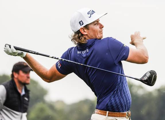 Cam Smith of Australia releases his driver as he hits on the sixteenth tee during the first round of the 2023 LIV Golf League tournament at Rich Harvest Farms in Sugar Grove, Illinois, on Friday September 22, 2023. Tournament play runs from September 22nd through the 24th.  SGI20230922847 TANNENxMAURY