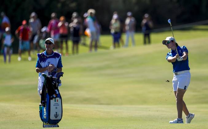 2023 Solheim Cup, Finca Cortesin, Andalucia, Spain 24 9 2023 Leona Maguire hits it down the fairway Leona Maguire hits it down the fairway 24 9 2023  Copyright: x INPHO MartinxSirasxLimax _MSL7856