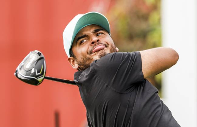 Sebstian Munoz of Colombia hits his tee shot on the second hole during the third round of the 2023 LIV Golf League tournament at Rich Harvest Farms in Sugar Grove, Illinois, on Sunday, September 24, 2023. Tournament play runs from September 22nd through the 24th.  SGI20230924828 TANNENxMAURY