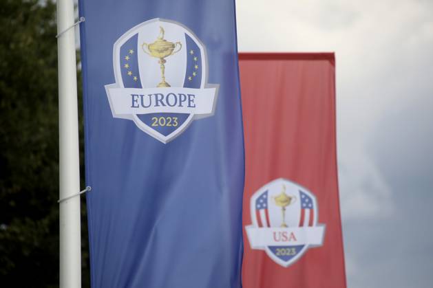 ROME, Italy - 25.09.2023: Official tournament flag. Work in progress for the 2023 Ryder Cup in Rome at Marco Simeoni Golf e country club in Rome, Italy.  Copyright: xMarcoxIacobuccix xipa-agency.netx xMarcoxIacobuccix IPA_40560250 IPA_IPA40560250