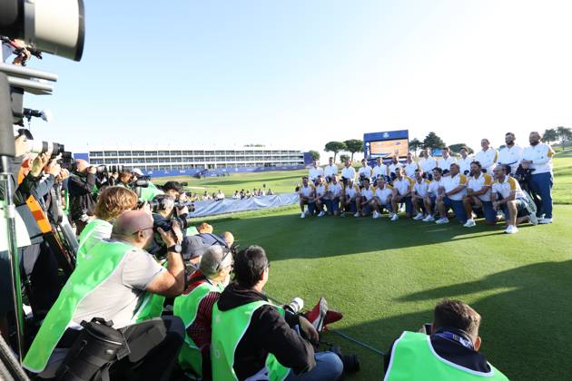 GOLF - Ryder Cup 2023 ROME,ITALY,26.SEP.23 - GOLF - Ryder Cup, preview. Image shows photographers and the team of Europe.  GEPAxpictures xHansxOberlaender