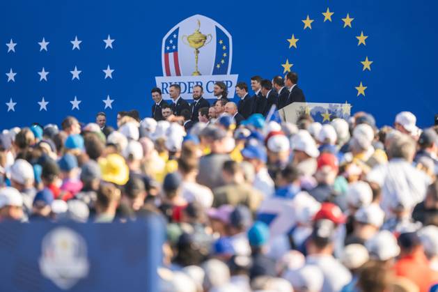 230928 Team Europe at the opening ceremony during day 1 of the Ryder Cup on September 28, 2023 in Rome Photo Mathias Bergeld BILDBYRAN kod MB MB0734 golf ryder cup träning practice training day 1 bbeng  Copyright: MATHIASxBERGELD BB230928MB078