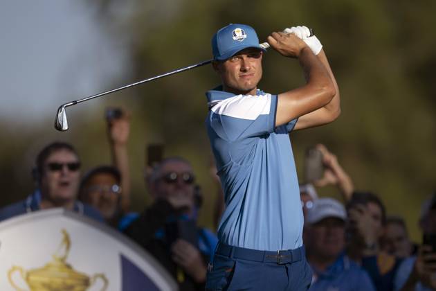 230929 Ludvig Aberg of Team Europe during the first round of the Ryder Cup on September 29, 2023 in Rome Photo Mathias Bergeld BILDBYRAN kod MB MB0736 golf ryder cup day 1 bbeng round 1  Copyright: MATHIASxBERGELD BB230929MB006
