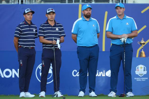 Rome Ryder Cup 2023 - Foursomes Session, 29.09.2023 Rome, Italy 29.09.2023: Rickie Fowler USA, Collin Morikawa USA, Shane Lowry EU, Sepp Straka EU Foursomes Session at RYDER CUP 2023 at Marco Simone Golf & Country Club di Guidonia Montecelio, Roma Rome italy -  Copyright: xIPAxSport ABACAx BRIPASport20230929_190 IPAxSport ABACAx BRIPASport20230929_190