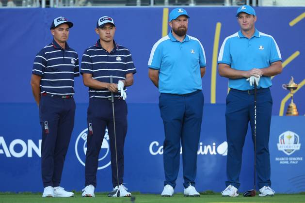 Rome Ryder Cup 2023 - Foursomes Session, 29.09.2023 Rome, Italy 29.09.2023: Rickie Fowler USA, Collin Morikawa USA, Shane Lowry EU, Sepp Straka EU Foursomes Session at RYDER CUP 2023 at Marco Simone Golf & Country Club di Guidonia Montecelio, Roma Rome italy -  Copyright: xIPAxSport ABACAx BRIPASport20230929_195 IPAxSport ABACAx BRIPASport20230929_195