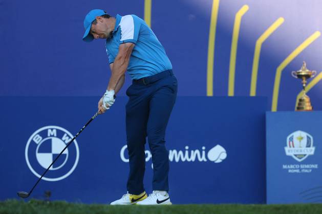 Rome Ryder Cup 2023 - Foursomes Session, 29.09.2023 Rome, Italy 29.09.2023: Rory Mcilroy of Europe during Foursomes Session at RYDER CUP 2023 at Marco Simone Golf & Country Club di Guidonia Montecelio, Roma Rome italy -  Copyright: xIPAxSport ABACAx BRIPASport20230929_285 IPAxSport ABACAx BRIPASport20230929_285